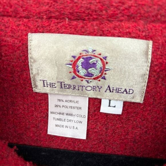 The Territory Ahead Men Full Zip Sweater L Red Side Pockets Cardigan Casual - Picture 8 of 8